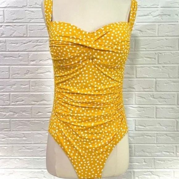 NIPTUCK Bathing Suit Yellow with White Polka Dots - Picture 5 of 5